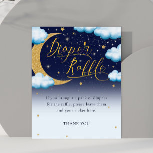 Over de Moon Boy Baby shower Luier Raffle Sign Poster