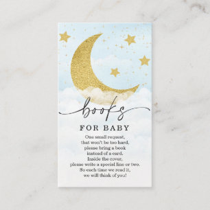 Over de Moon Boy Book Request Baby shower Card Informatiekaartje