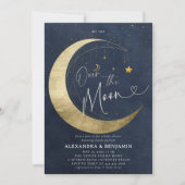 Over de Moon Gold Waterverf Coed Baby Boy Shower Kaart (Voorkant)