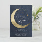 Over de Moon Gold Waterverf Coed Baby Boy Shower Kaart (Staand voorkant)