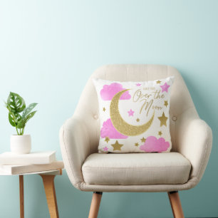 Over de Moon Pink Nursery Sierkussen