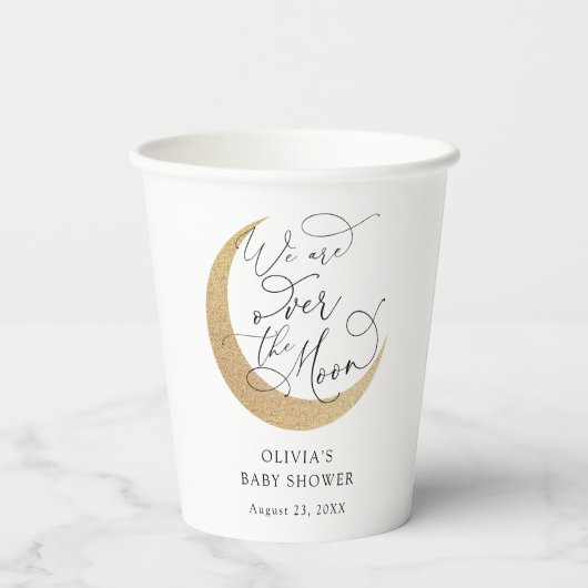Over de papierbekertjes van het Moon-Baby shower Papieren Bekers (Achterkant)