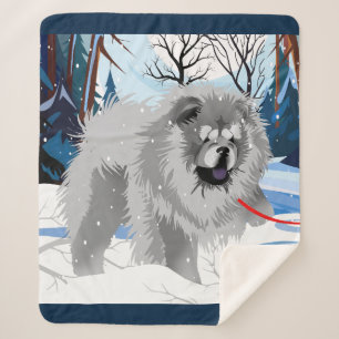 OVER DE RIVIER Blue Chow Sherpa deken