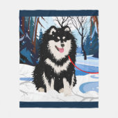 OVER DE RIVIER Finse Lapphund Fleece deken (Voorkant)