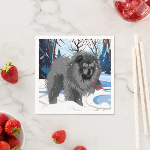 OVER DE RIVIER Zwarte Chow servetten