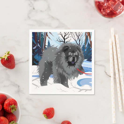 OVER DE RIVIER Zwarte Chow servetten (Insitu)