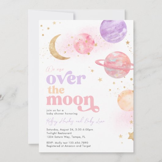 Over de uitnodiging voor het Baby shower Moon (Voorkant)