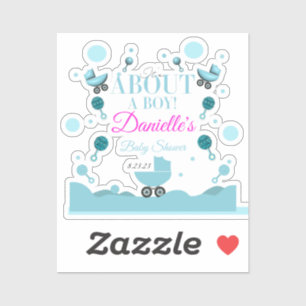 Over een Boy Baby shower Invite Gift Bag Sticker