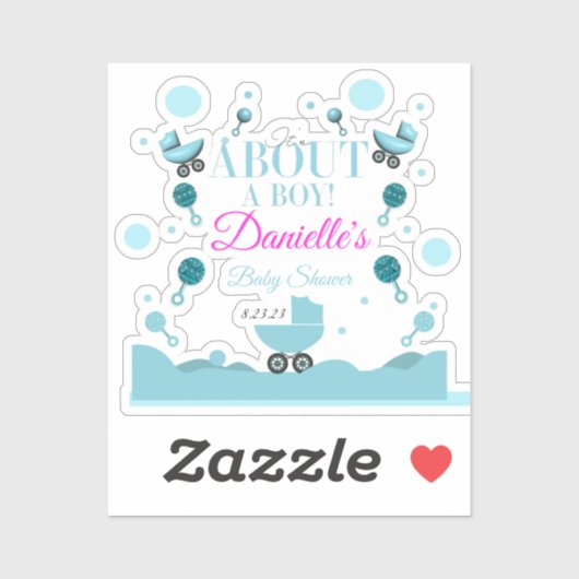 Over een Boy Baby shower Invite Gift Bag Sticker (Vel)