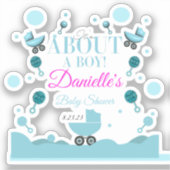 Over een Boy Baby shower Invite Gift Bag Sticker (Voorkant)