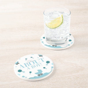 Over een Boy Baby shower Invite Gift Bag Zandsteen Onderzetter