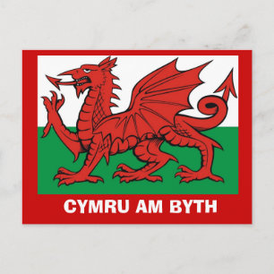 Over Groot-Brittannië, vlag van Wales, Cymru am by Briefkaart