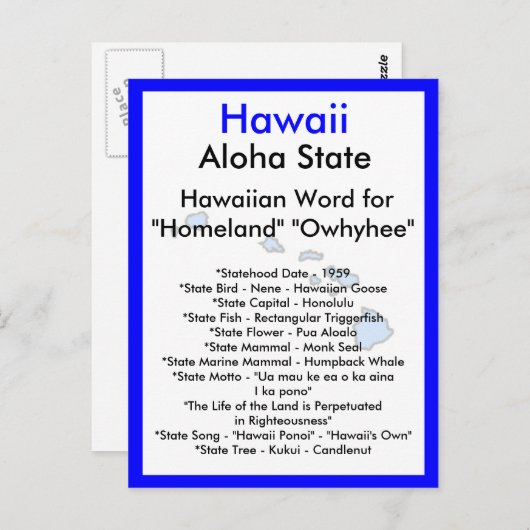 Over Hawaii Briefkaart (Voorkant / Achterkant)