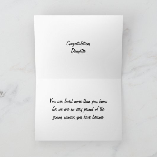 OVER HET AFSTUDEREN VAN ONZE DOCHTER KAART (Binnen)
