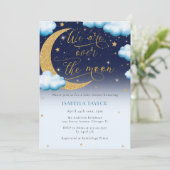 Over het Baby shower Moon Blue Boy Kaart (Staand voorkant)