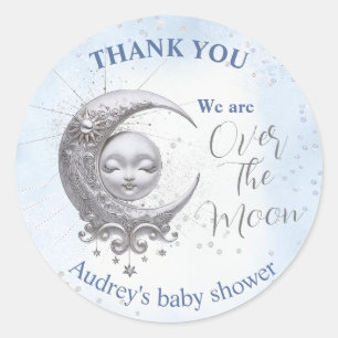 Over het Baby shower Moon Blue Boy Ronde Sticker