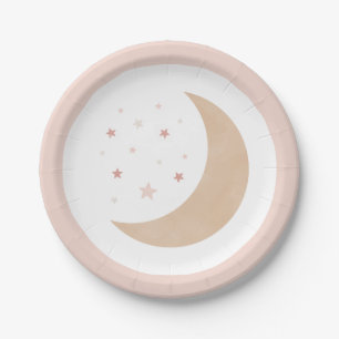 Over het Baby shower Moon Pink Girl Papieren Bordje