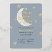Over het Baby shower Moon & Stars Boy Folie Uitnodiging (Voorkant)