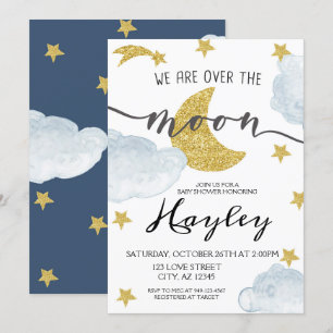 Over het Baby shower Moon Steel Blue Boys Kaart