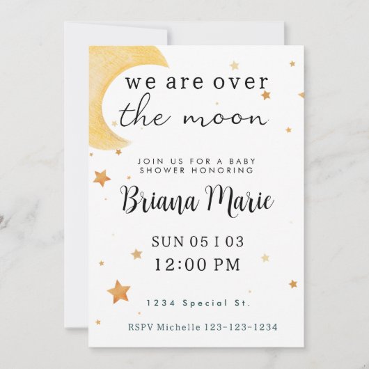 Over het Baby shower Moon Uitnodigen Kaart (Voorkant)
