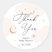 Over het Baby shower van de maan Classic Round Sti Ronde Sticker (Voorkant)