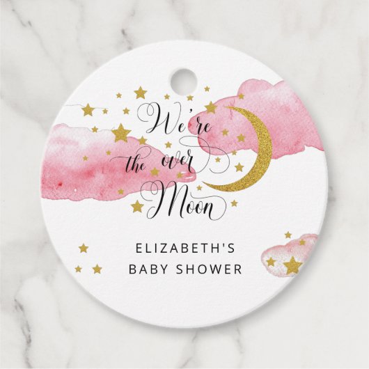 Over het Baby shower van de maan Gift Labels (Voorkant)