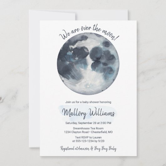 Over het Baby shower van de maan Kaart (Voorkant)