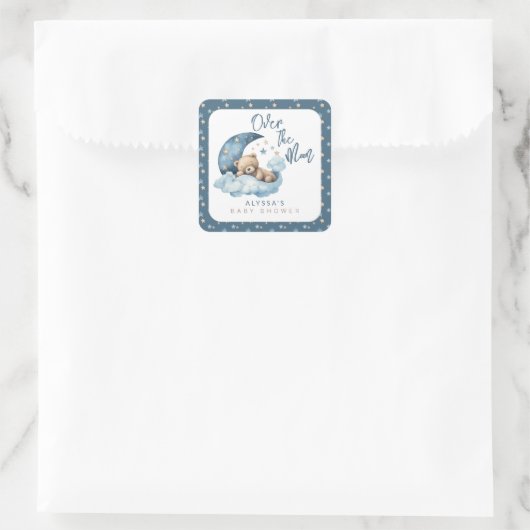 Over het Baby shower van de maan Vierkante Sticker (Tas)