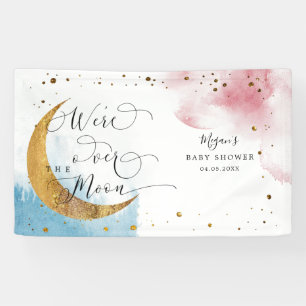 Over het Baby shower van de Moon droomblauw en roz Spandoek