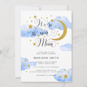 Over het Baby shower van de Moon Droy Gold Boy Kaart (Voorkant)