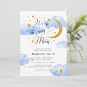 Over het Baby shower van de Moon Droy Gold Boy Kaart (Staand voorkant)