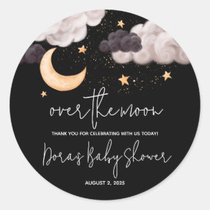 Over het Baby shower van de Moon Nighttime Sky Dan Ronde Sticker