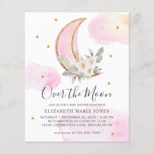 Over het Baby shower van de Moon Pink Gold Floral 