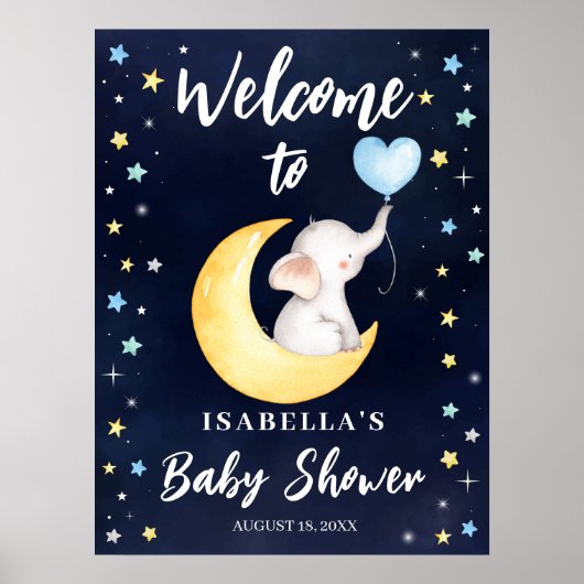 Over het Baby shower van de olifant van de Maan Poster (Voorkant)