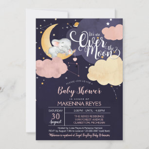 Over het Baby shower van het moonslapende olifante Kaart