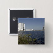 Over het bekken bekeken, Space Shuttle Atlantis Vierkante Button 5,1 Cm (Voorkant /achterkant)