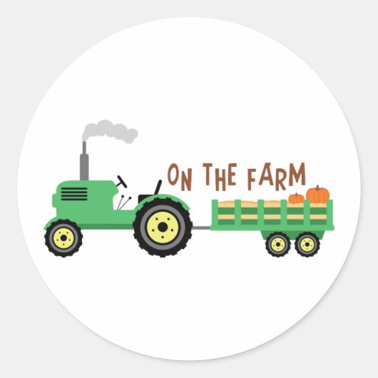 Over het Boerderij Ronde Sticker (Voorkant)