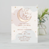 Over het Gold Moon Pink en Blue Baby shower Folie Uitnodiging (Staand Voorkant)