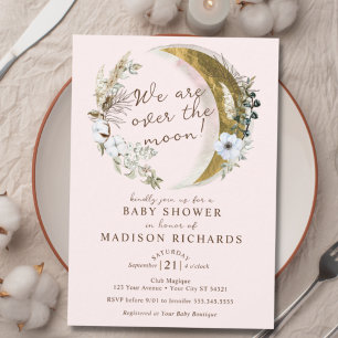 Over het gouden moon dromen Boho roze Baby shower Kaart