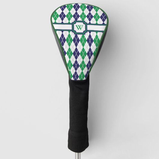 Over het Hoesje Groene Argyle-driver Golfheadcover (Voorkant)