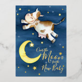 Over het koe springen baby shower folie uitnodiging (Voorkant)
