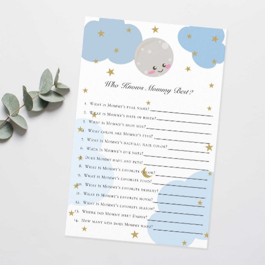 Over het Moon Baby shower Game die mama kent Flyer