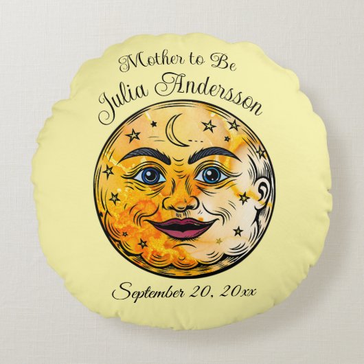 Over het Moon Baby shower Rond Kussen (Voorkant)