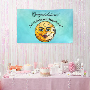 Over het Moon Baby shower Spandoek