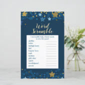 Over het Moon Gold Baby shower Word Scramble (Staand voorkant)