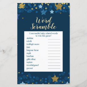 Over het Moon Gold Baby shower Word Scramble