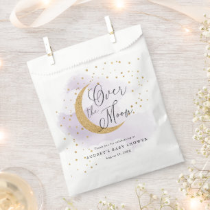 Over het Moon Gold Stars Blue Baby shower Bedankzakje