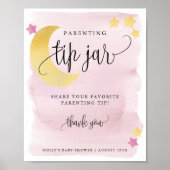 Over het Moon Pink Ouderschap Tip Jar-beeldscherm Poster (Voorkant)