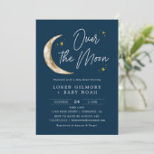 Over het Moon Theme Indigo Baby shower Kaart (Staand voorkant)