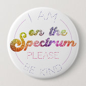 Over het spectrum, Glitter Rainbow, Autisme Awaren Ronde Button 4,0 Cm (Voorkant)